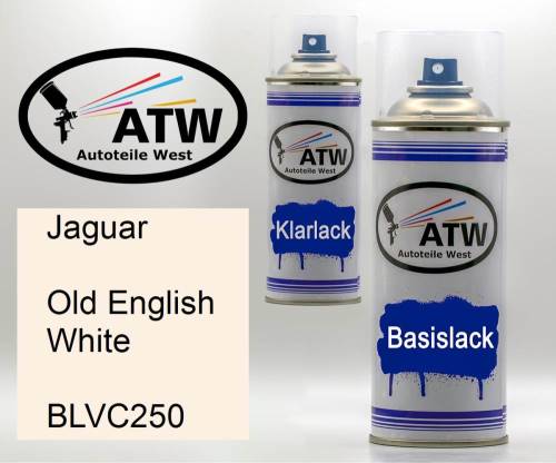 Jaguar, Old English White, BLVC250: 400ml Sprühdose + 400ml Klarlack - Set, von ATW Autoteile West.